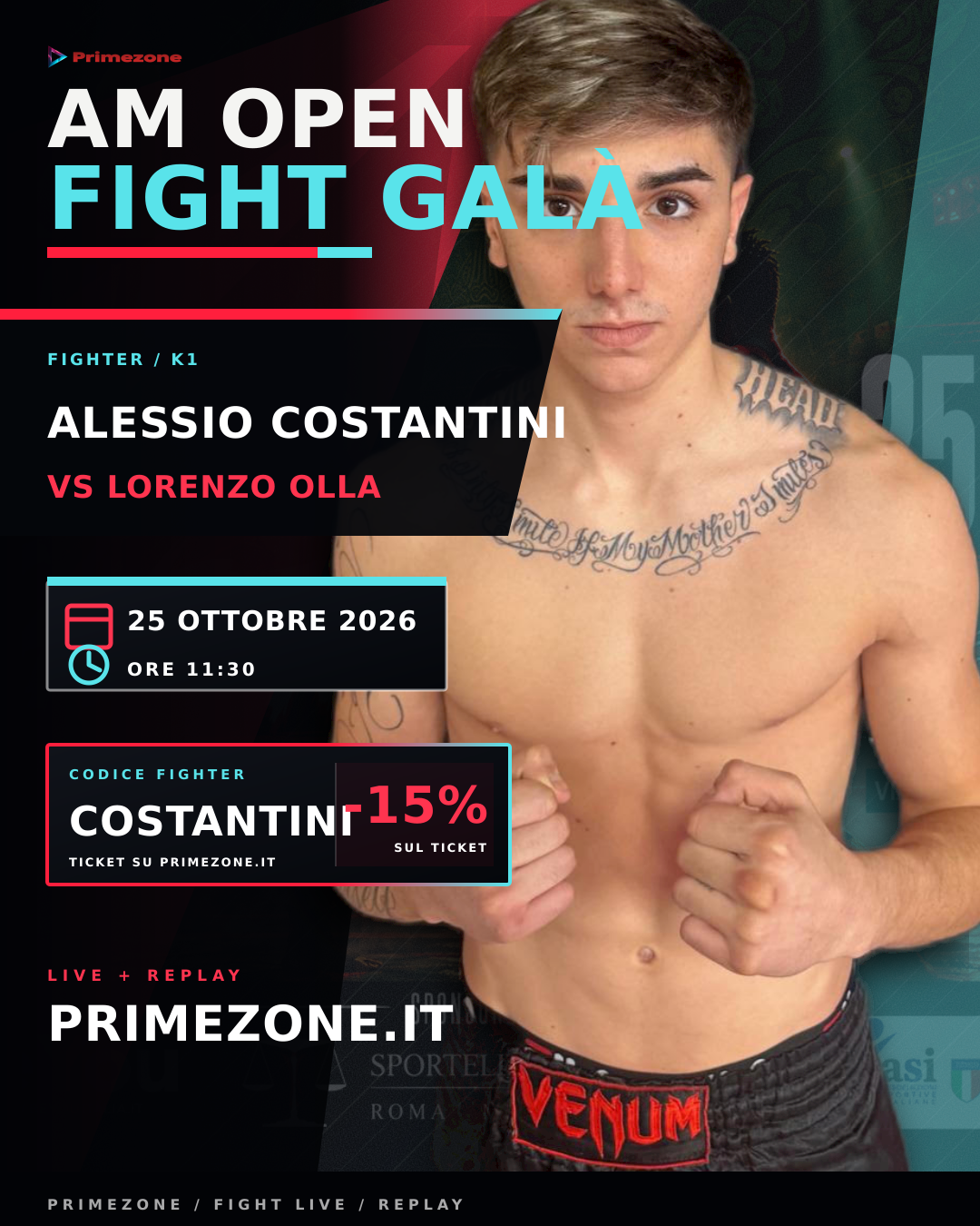 Locandina di Alessio Costantini per AM Open Fight Galà