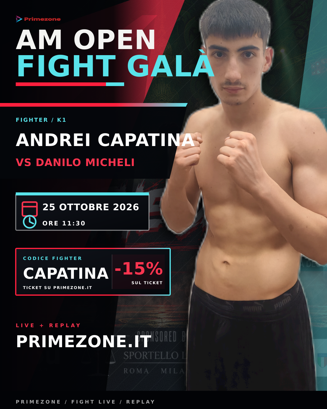 Locandina di Andrei Capatina per AM Open Fight Galà