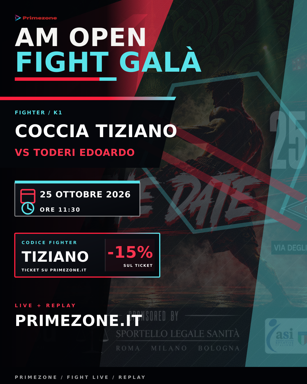 Locandina di Coccia Tiziano per AM Open Fight Galà