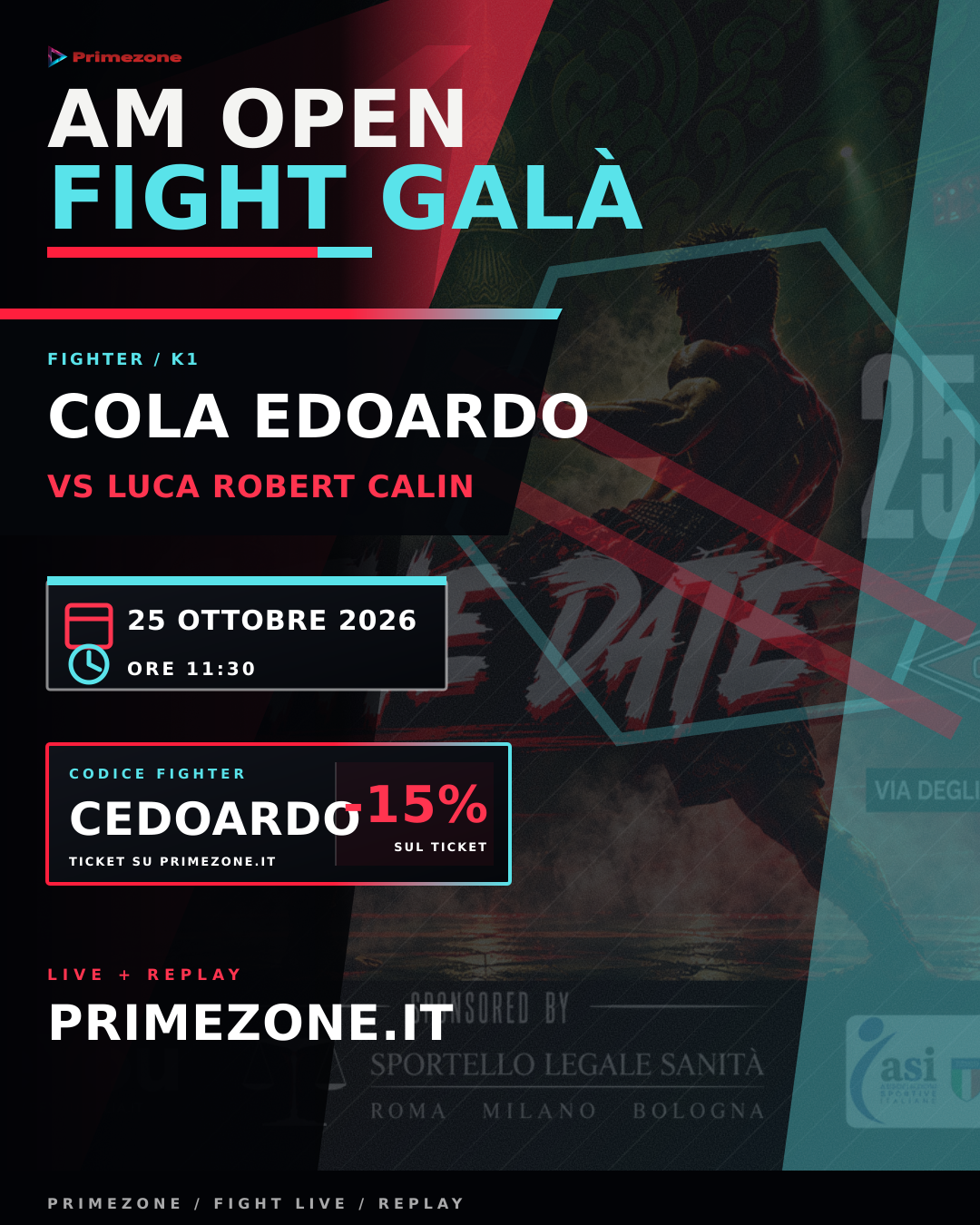Locandina di Cola Edoardo per AM Open Fight Galà