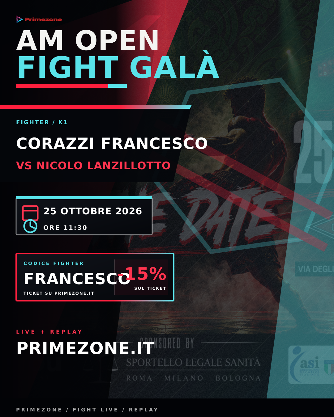 Locandina di Corazzi Francesco per AM Open Fight Galà