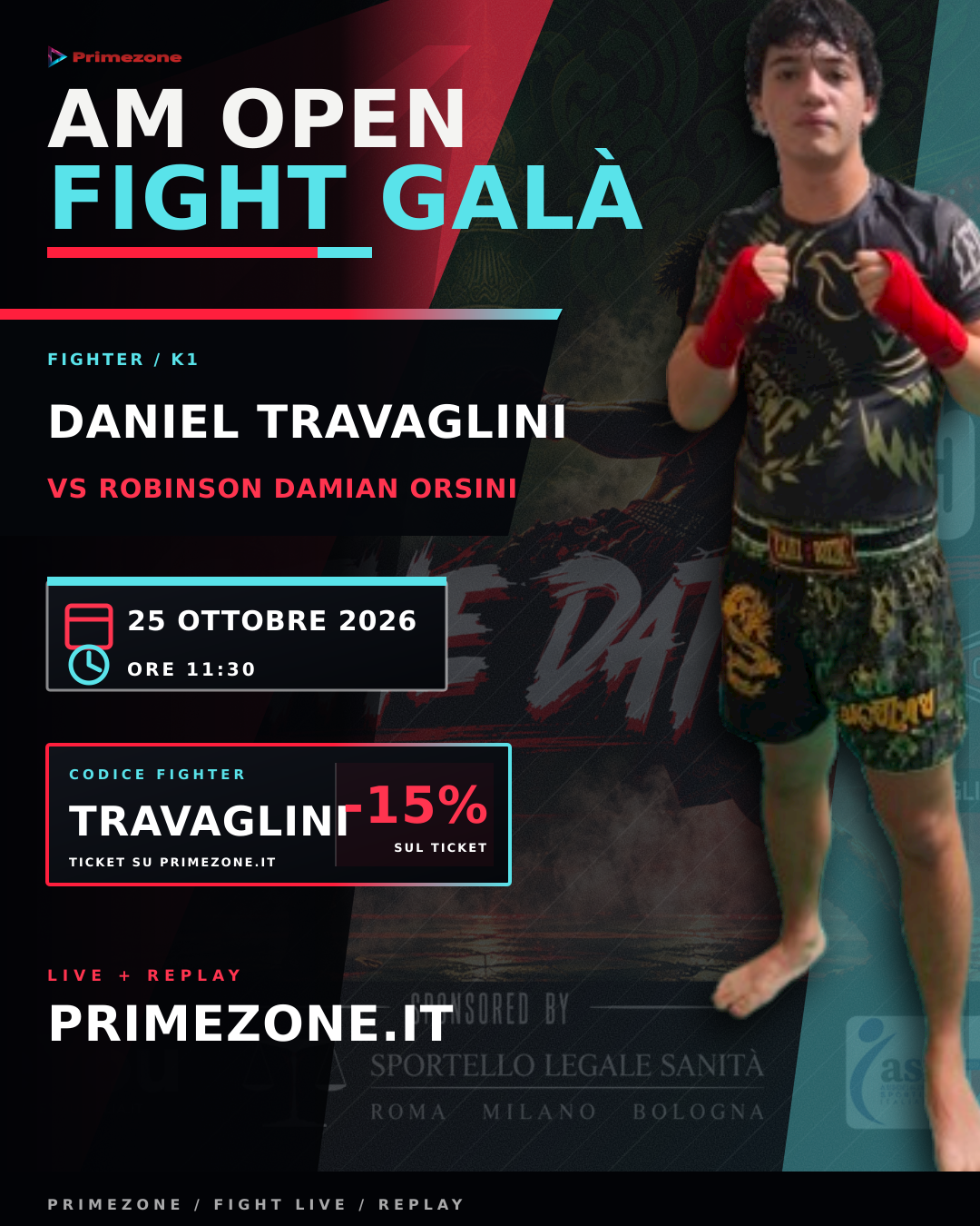Locandina di Daniel Travaglini per AM Open Fight Galà