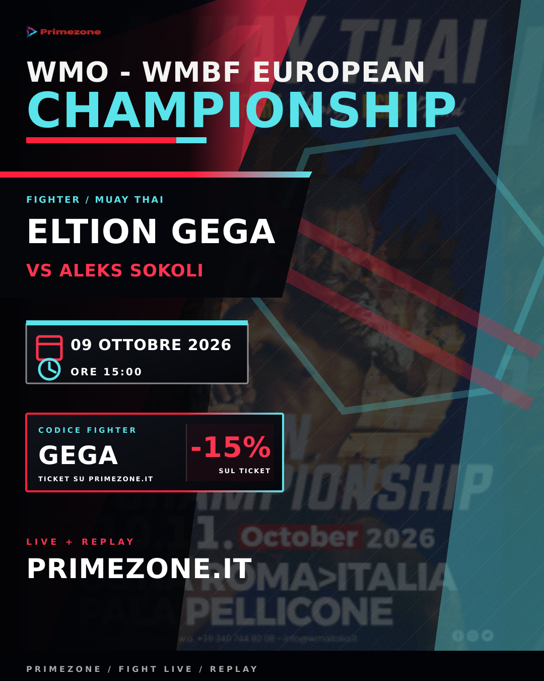 Locandina di ELTION GEGA per WMO - WMBF European Championship