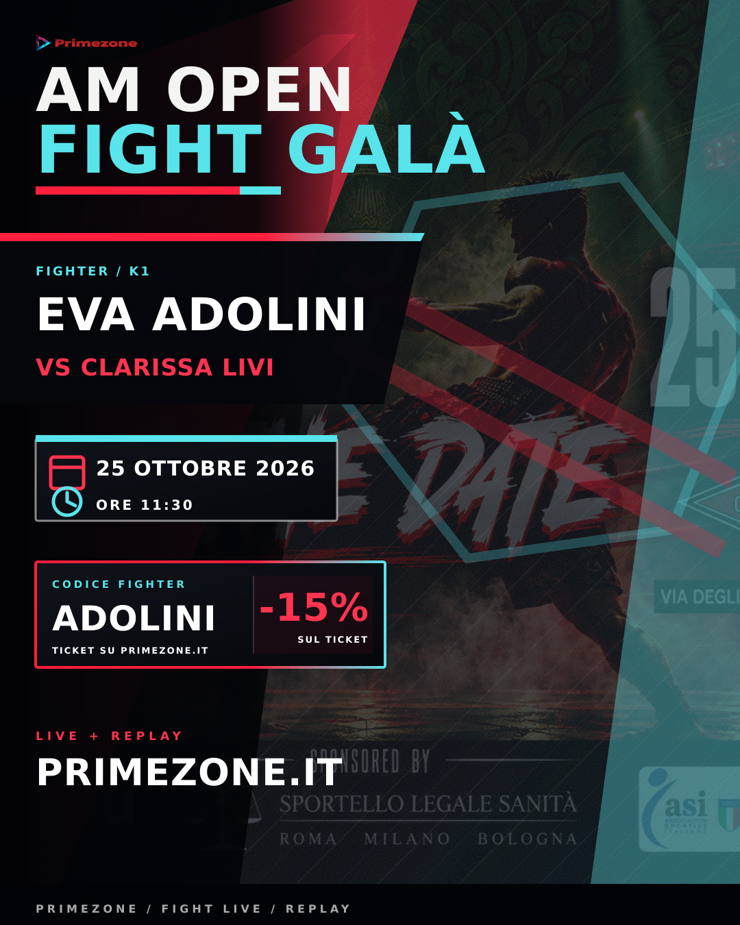 Locandina di Eva Adolini per AM Open Fight Galà