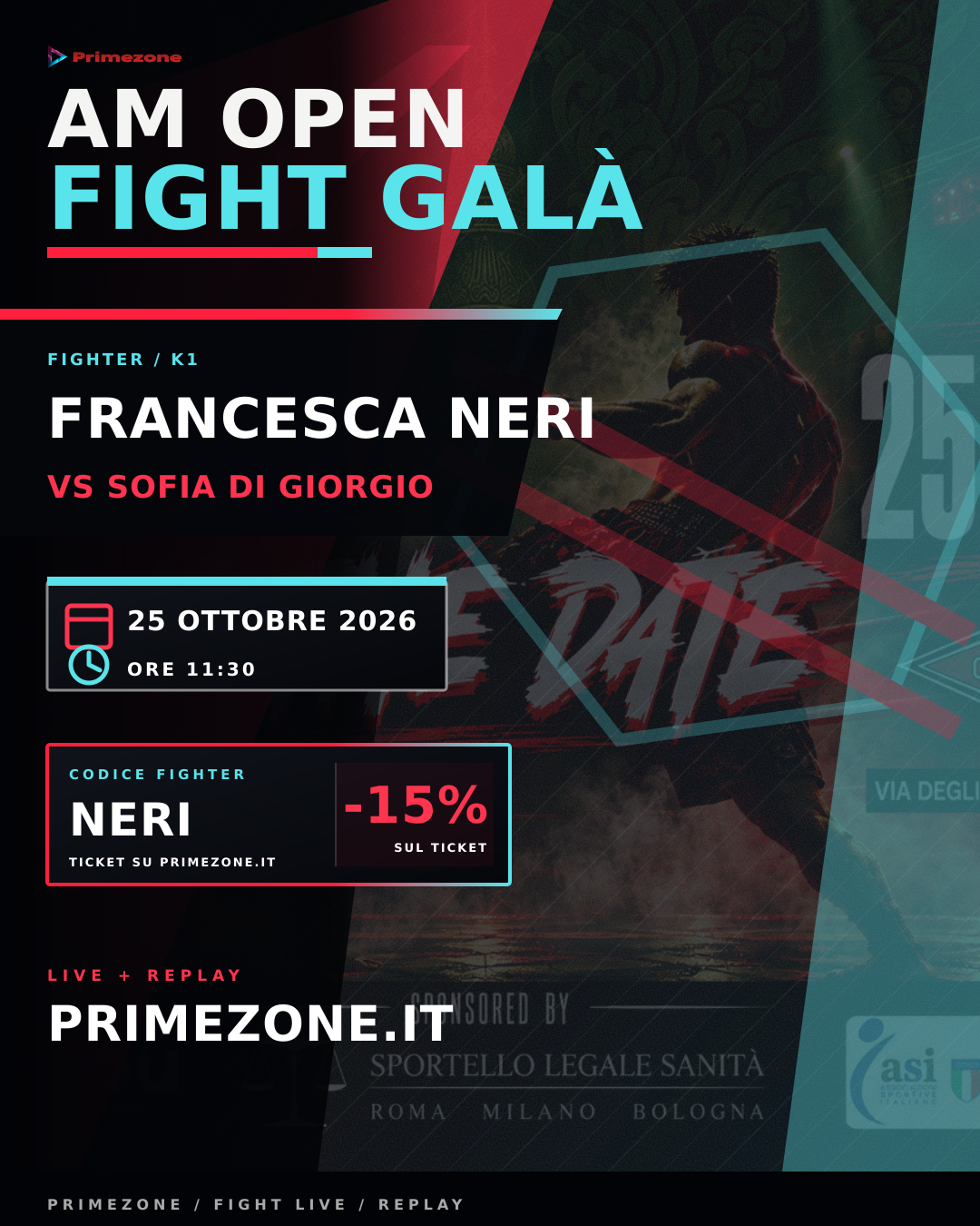 Locandina di Francesca Neri per AM Open Fight Galà