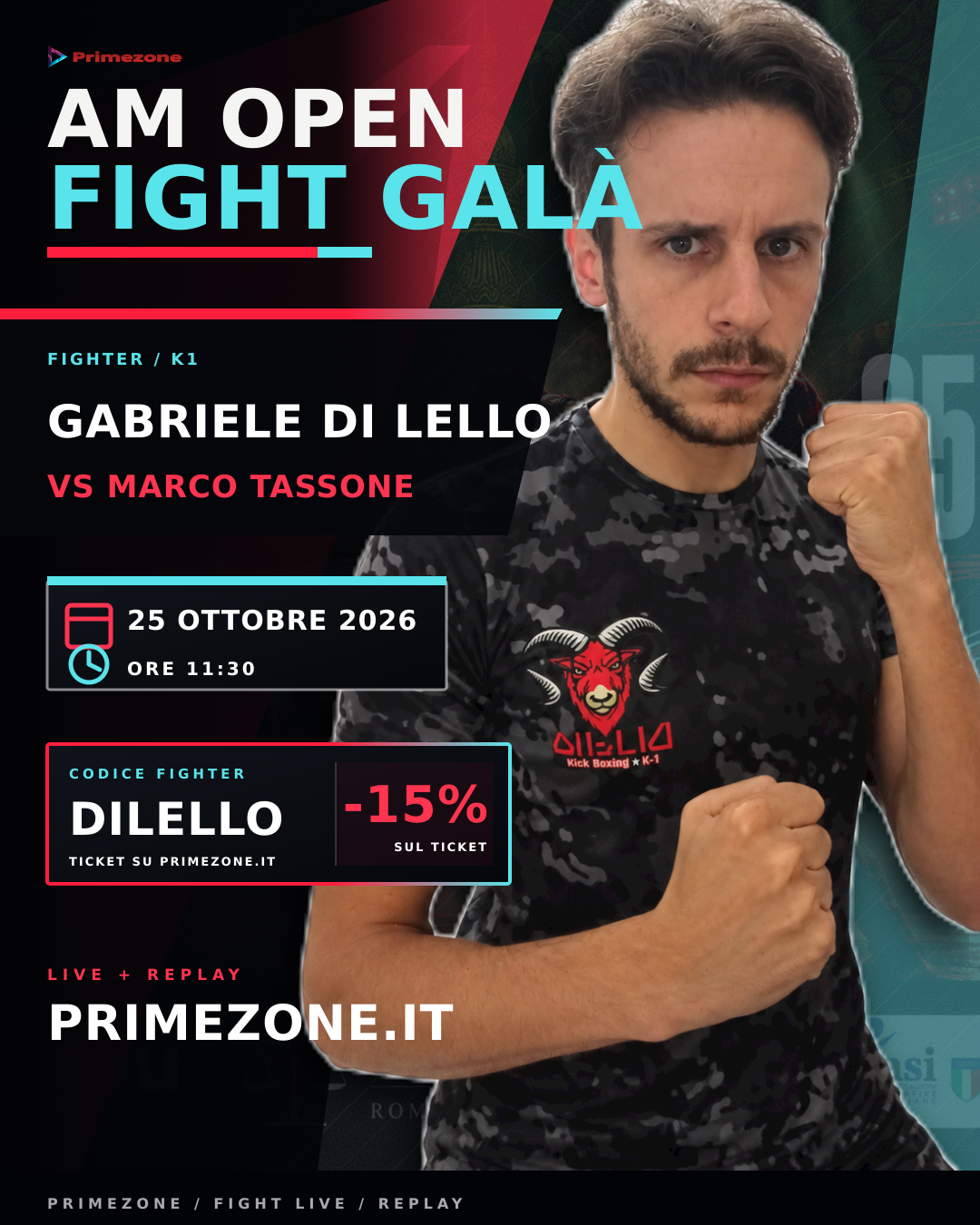 Locandina di Gabriele Di Lello per AM Open Fight Galà