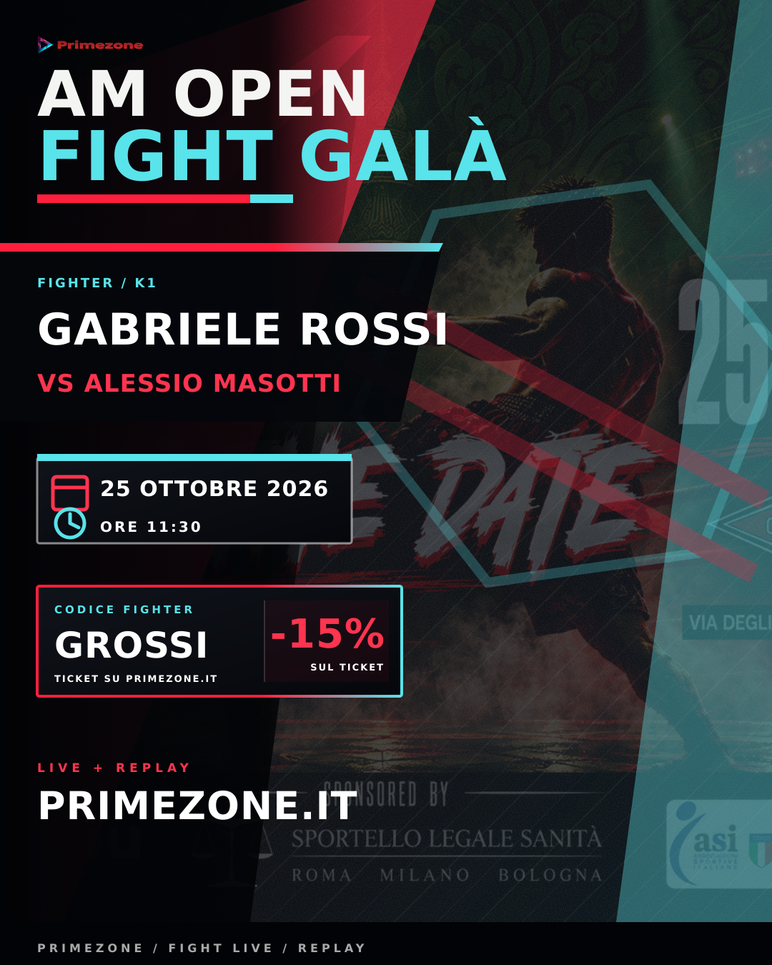 Locandina di Gabriele Rossi per AM Open Fight Galà