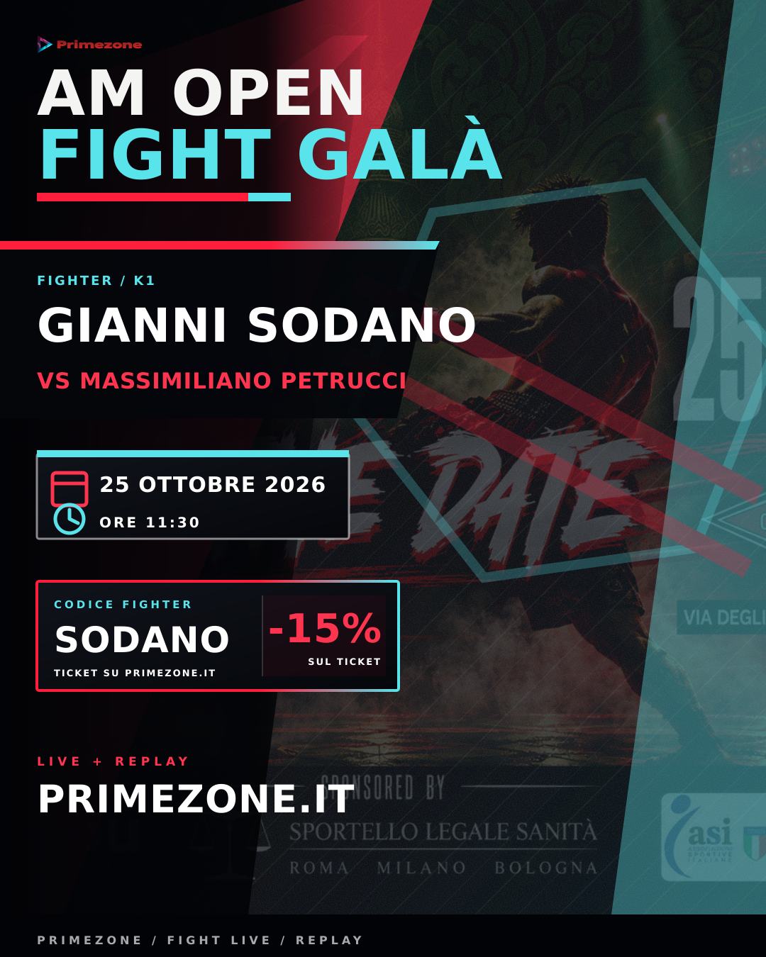 Locandina di Gianni Sodano per AM Open Fight Galà
