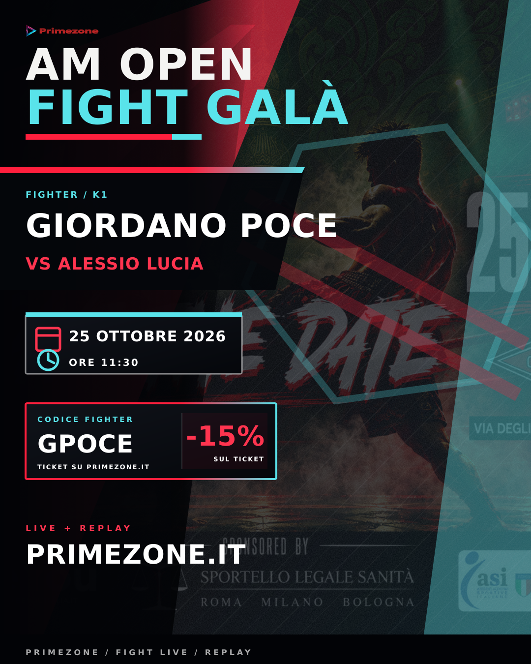 Locandina di Giordano Poce per AM Open Fight Galà