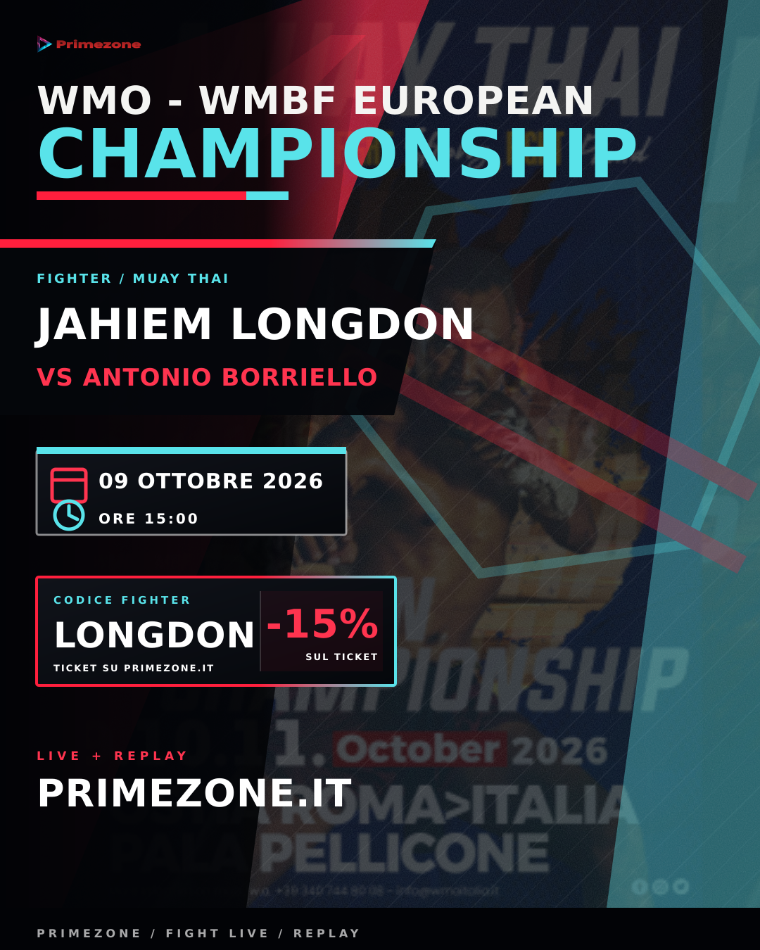 Locandina di Jahiem Longdon per WMO - WMBF European Championship