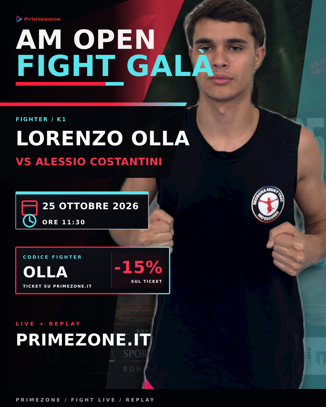 Locandina di Lorenzo Olla per AM Open Fight Galà