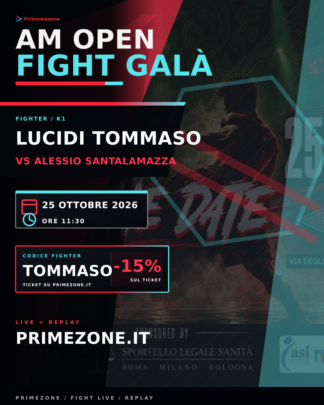 Locandina di Lucidi Tommaso per AM Open Fight Galà