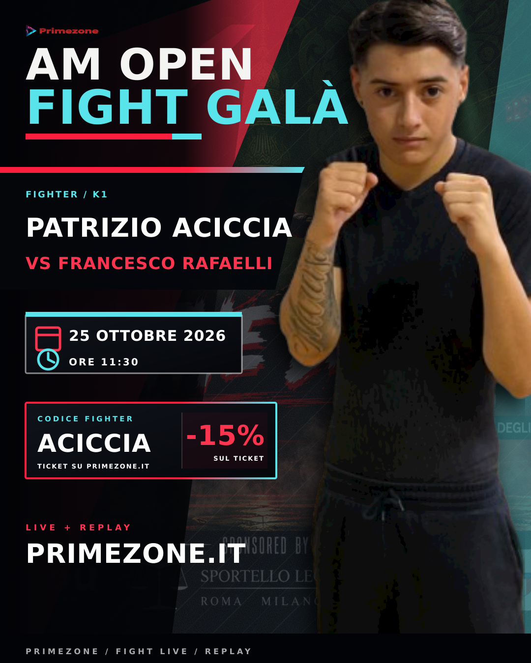 Locandina di Patrizio Aciccia per AM Open Fight Galà
