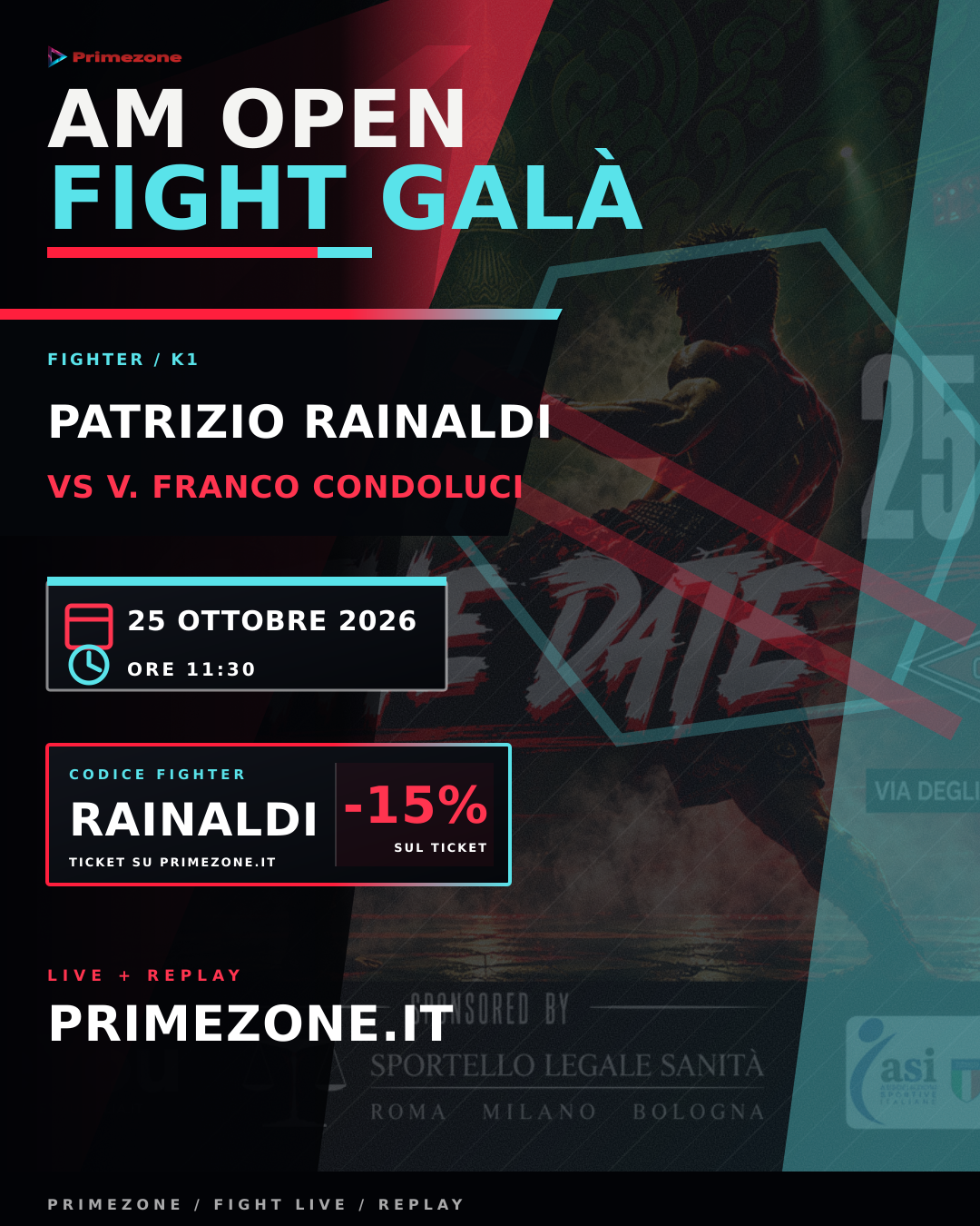 Locandina di Patrizio Rainaldi per AM Open Fight Galà