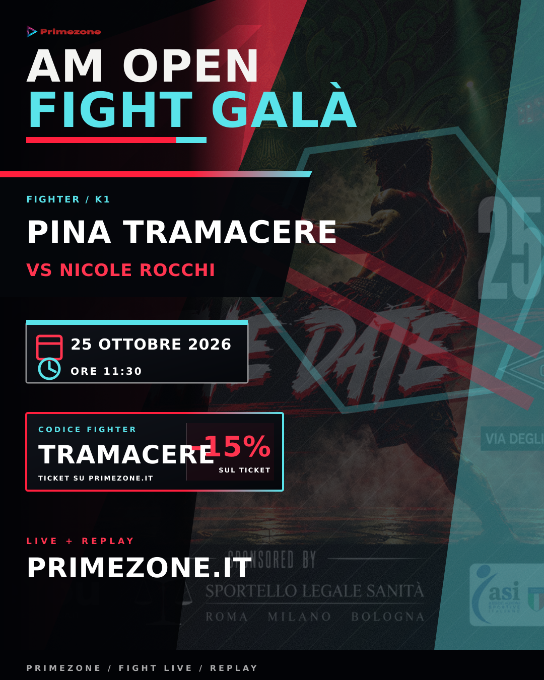 Locandina di Pina Tramacere per AM Open Fight Galà