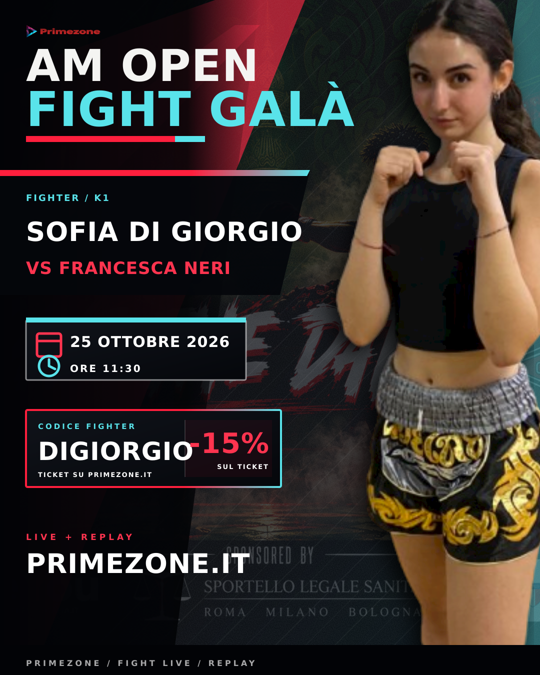 Locandina di Sofia Di Giorgio per AM Open Fight Galà